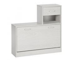 ts-ideen Set de 3 Piezas Perchero Espejo Zapatero con Cajón y compartimiento Gris Claro Apariencia de Madera
