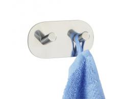 WENKO 4466100100 Percha mural Duo brillo - adhesivo, Acero inox, 10 x 2.8 x 5 cm, Brillante