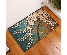Lihan Diseñador Lavable Alfombra Piso Cocina Alfombra Franela Antideslizante Alfombra Tapetes Puerta Súper Absorbente felpudos Frikis Navidad Gatos, Pintura al óleo árbol 5 40 * 60cm/16 * 24inch