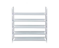 Songmics Zapatero Estantería Organizador de tela de zapatos 5 pisos 88 x 28 x 91 cm Gris LSR05G