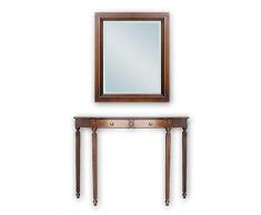 Artigiani Veneti Riuniti Consola con espejo, mueble de recibidor, consola con espejo de madera estilo clásico, mesa consola media luna con cajones, mueble artesanal