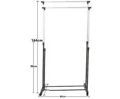 Stand perchero doble extensible, 164 cm, telescópico, con ruedas