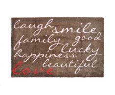 Alfombrilla LifeStyle 100512 Risas con amor, felpudo antideslizante y lavable, ideal para la entrada, el armario o la cocina, 50 x 75 cm, marrón / rosa
