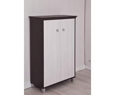 Intradisa 24AB Zapatero diseño 2 Puertas con Interior de Varillas, Blanco Roto y Wengue