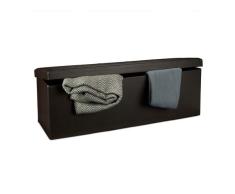 Relaxdays Banco plegable, Baúl de almacenaje, Cuero sintético, 38 x 114 x 38 cm, Marrón