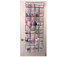 Tebery - Organizador de zapatos con 24 grandes bolsillos de malla para colgar sobre la puerta, con 4 ganchos de acero (blanco)