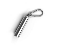 Aribari Llavero de Acero Inoxidable Pillbox cápsula Impermeable Caja de Almacenamiento de Viaje con mosquetón (1 Pieza de Plata)