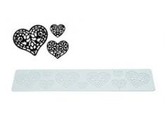 TRD11 Tapete de Silicona Corazones para Encajes de azúcar, Color Blanco
