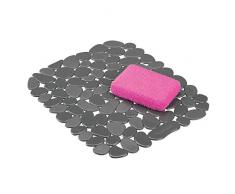 mDesign Tapete de PVC Recortable para Fregadero – Práctico Protector de Fregadero para la Cocina – Base para Fregadero con diseño de guijarros para Proteger la vajilla y los Cubiertos – Gris Oscuro