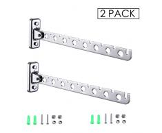 LingYe 2 piezas de acero inoxidable gancho de la capa plegable de pared ropa estante de la pared plegable de la ropa colgante percha perchero armario gancho L13