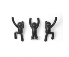 Umbra Buddy Ganchos de pared, juego de 3, Negro, 1