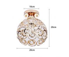 DAYOLY Lámpara de techo, lámpara de araña de cristal, casquillo E27 para comedor, lámpara colgante para dormitorio, sala de estar, cafetería, dorado, 15 cm