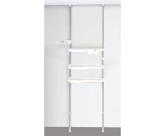 Woltu bz4109 + bz4110 telescópico perchero Sistema, estantería de, sistema de ordenación regulable, metal y plástico, 160 – 290 cm, 3 estantes, color blanco