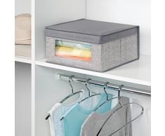 InterDesign - Aldo - Caja-organizadora de tela, para armario; guarda ropa, zapatos, carteras, pantalones - mediana - Gris