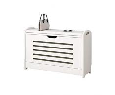 Banco de Almacenamiento de Zapatos con Flip-cajón, Zapato Gabinete de Almacenamiento otomana Zapatero Zapatero de Madera con el Amortiguador de Asiento for Pasillo Dormitorio, Blanca