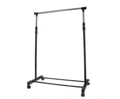 qobobo Perchero de Burro Ajustable Estante para Ropa Soporte Regulable Perchero con Ruedas Perchero con Zapatero,Negro