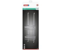 Cesta organizadora de ducha tesa Aluxx, aluminio cromado brillante, ganchos para colgarla de la puerta de la ducha, 750 x 250 x 163 mm