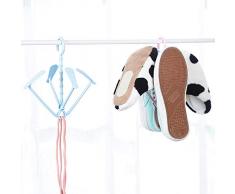 WOVELOT Estante Plástico del Zapato Tendedero para Ropa Interior Gancho Percha Estante de Secado de Zapatos Peque?o Soporte Al Aire Libre Azul