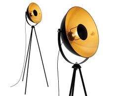 Briloner Leuchten 1380-015 Lámpara de pie Retro/Vintage, Estilo Industrial, Iluminación de Salón, Máx. 60 W, E27, negro/oro, 580x345x1480mm (Largo x Ø x Alto), schwarz-gold-matt