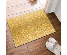 Nyngei Alfombra de baño de lentejuelas doradas antideslizante para entrada de suelo al aire libre, interior y puerta, 60 x 40 cm, alfombra de baño, alfombra de baño