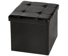 TecTake Asiento plegable arcón asiento puf ordenación caja de almacenaje 38x38x38 cm - disponible en diferentes colores - (Negro (No. 401472))