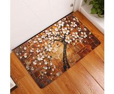 Lihan Diseñador Lavable Alfombra Piso Cocina Alfombra Franela Antideslizante Alfombra Tapetes Puerta Súper Absorbente felpudos Frikis Navidad Gatos, Pintura al óleo árbol 6 40 * 60cm/16 * 24inch