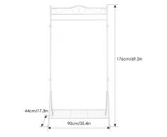 HOMFA Perchero Burro Perchro de Pie Perchero Metálico para Zapatos Ropas con Carga Máxima de 20kg Blanco 90x44x176cm