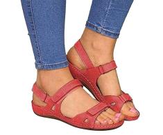 Mujer Sandalias Deportivas Zapatillas de Senderismo, Zapatos Casuales de cuña con Soporte de Arco Plano para Verano al Aire Libre Senderismo Caminar Playa