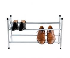 BAKAJI Zapatero para Ahorrar Espacio con 2 estantes Acero Inoxidable para baño Dormitorio Entrada 106 x 22 x 36 cm