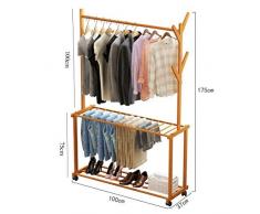 Perchero De Madera Estante De Ropa De Doble Capa Estante De Abrigo Industrial Zapato De Banco Estante De Secado Pasillo Corredera De Almacenamiento De Dormitorio Colgador Fácil De Montar