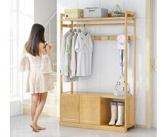 WYQSZ Rack de Ropa de bambú Simple, Rack de Ropa de bambú de Dormitorio en el Piso, Banco de Zapatos de Madera Maciza (Size : B)