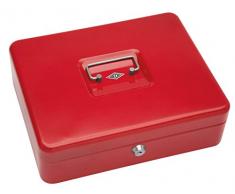 Wedo 402X - Caja metálica para dinero (2 llaves, soporte para monedas desprendible, acero soldado, tamaño 4), color rojo