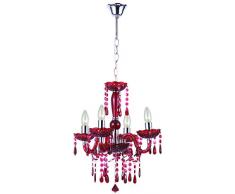 GLOBO araña de cristal rojo lámpara colgante 4x40W CIUMBRA