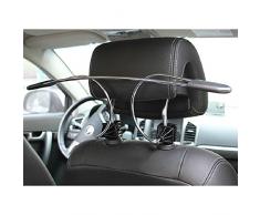 Percha para asiento coche - SODIAL(R)Negro Percha Perchero Gancho Plegable de Acero Inoxidable de Traje Chaqueta para Asiento de Coche