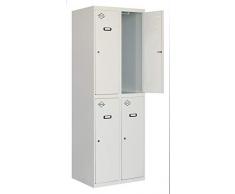 Taquilla profesional montada 2 cuerpos 2 puertas cada uno Gris/Gris Simonrack 1800x600x500 mms - Taquilla metálica - Taquilla para gimnasio - Taquilla de vestuario - Se entrega montado