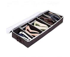 Zapatero Organizador de Zapatos Caja Plegable de Almacenaje de Zapatos para Debajo de la Cama, Armario, Color Marrón