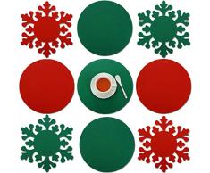 8 Piezas Tapete de Cocina de Navidad Tapete de Cena Tapete de Mesa de Navidad Alfombra de Superficie Accesorio de Aislamiento Térmico Alfombras Antideslizantes para Mesa Suelo Proteccion, Rojo y Verde