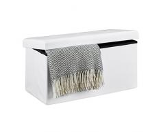 Relaxdays Baúl Almacenamiento Plegable, Lino, Blanco, 38 x 76 x 38 cm