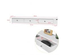 SoBuy FRG43-L-W,Estantes de Pared, Armario Suspendido, Estanteria para Trasteros, con Tres Cajones,Blanco,ES