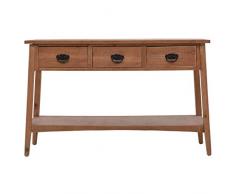 UnfadeMemory Mesa Consola Recibidor de Entrada,Mesa Alta Cocina,Mesa de Entrada,Mueble Auxiliar,Estilo Vintage,con 3 Cajones y 1 Estante,Madera Maciza de Abeto,126x40x77,5cm Marrón
