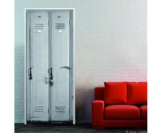 Plage Casillero Trampantojo de Puerta, Vinilo, Gris, 83x204 cm