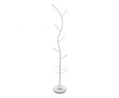 Versa Derby Perchero de Pie de Estilo Minimalista, con 6 Ganchos o Colgadores para Ropa o Bolsos para el Recibidor, Medidas (Al x L x An) 185 x 30 x 30 cm, Metal, Color Blanco