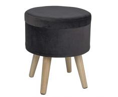 WOLTU Taburete Redondo Puff Caja de Almacenamiento Taburete de Almacenamiento Asiento para Dormitorio Tapa Extraíble Asiento de Terciopelo con Patas Madera Maciza, Gris, sh27gr-1