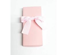 Recuerdo para Bautizo. LLavero metal rosa, grabado con los datos del Bebé.Con caja y lazo rosa. Lote de 15 unidades