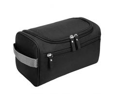 Bolsas de Aseo Neceser de Viaje Mujer Hombre Neceser para Colgar con con el Gancho Colgante Impermeable y Plegable Bolsa de Cosméticos de Baño Multifuncion para Viaje Hogar Vacaciones Negro