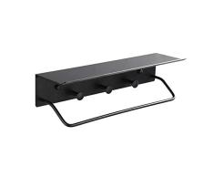 YHDP Colgador Perchero De Pared,metálico Perchero Ganchos,Sala La Entrada,Multiusos Banqueta Almacenaje,Las Toallas Se Pueden Colgar Clave Chaqueta,Estante De Abrigo De Pared Negrod 15.7inch