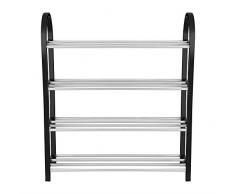 Plástico + Aluminio Estante de Zapatos DIY Metal Zapatos Almacenamiento Estante Organizador Del Hogar, Estante de la Puerta Apilable Gabinete Zapatos Organizador de Almacenamiento(4 Tiers-50*19*58CM)