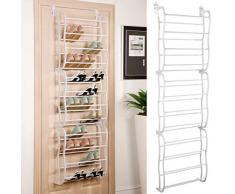 Vinteky® 【 50 cm*20 cm*185 cm】 3 Unidades para 36 Pares Zapatero para Colgar de la Puerta Sobre La Puerta con 12 Niveles Estantes Ajustable Soporte Organizador De Almacenamiento