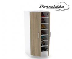 Dormidan- Mueble Zapatero 2 Puertas, Armario, Gran Capacidad (Blanco Puertas Robles) …