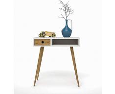 HOGAR24 ES Mueble recibidor Consola Estilo Vintage con cajón. Color Blanco y Madera Natural.